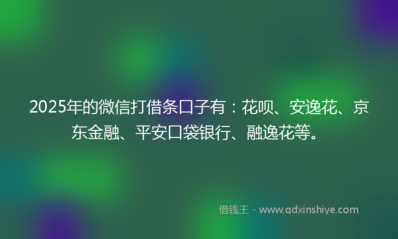 2025年的微信打借条口子有：花呗、安逸花、京东金融、平安口袋银行、融逸花等。