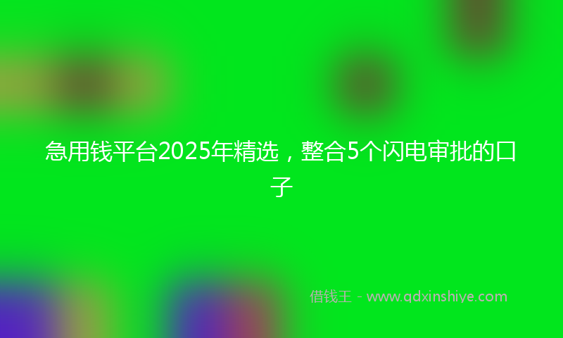 急用钱平台2025年精选，整合5个闪电审批的口子