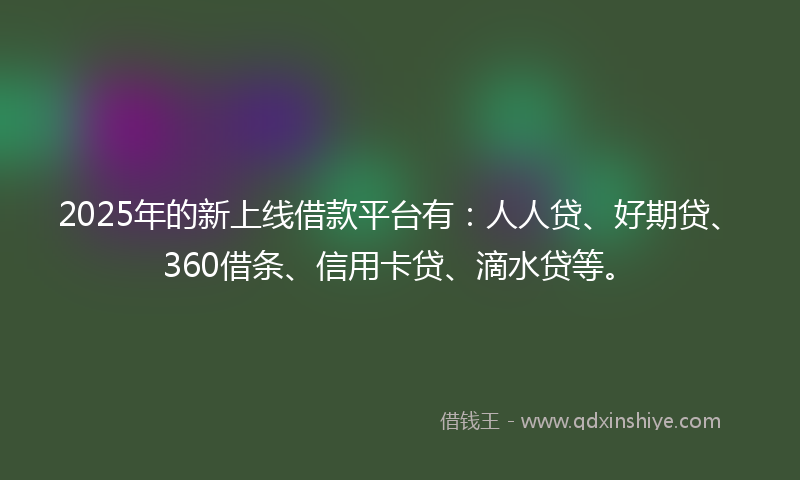 2025年的新上线借款平台有：人人贷、好期贷、360借条、信用卡贷、滴水贷等。