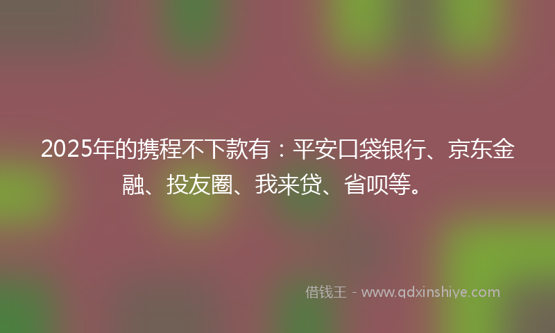 2025年的携程不下款有：平安口袋银行、京东金融、投友圈、我来贷、省呗等。