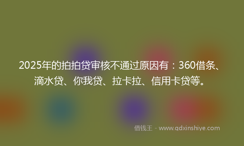 2025年的拍拍贷审核不通过原因有：360借条、滴水贷、你我贷、拉卡拉、信用卡贷等。