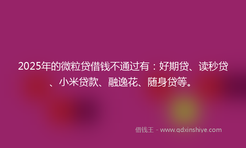 2025年的微粒贷借钱不通过有：好期贷、读秒贷、小米贷款、融逸花、随身贷等。