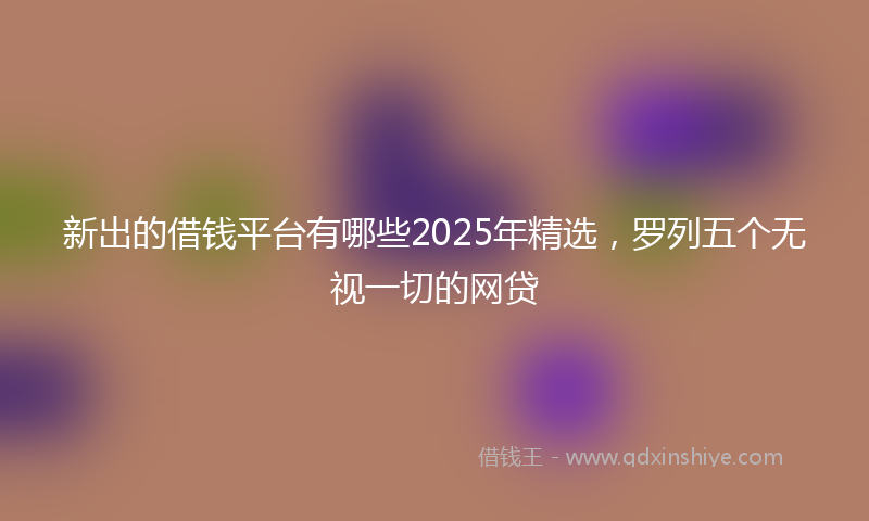 新出的借钱平台有哪些2025年精选，罗列五个无视一切的网贷