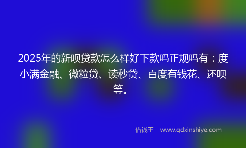 2025年的新呗贷款怎么样好下款吗正规吗有：度小满金融、微粒贷、读秒贷、百度有钱花、还呗等。