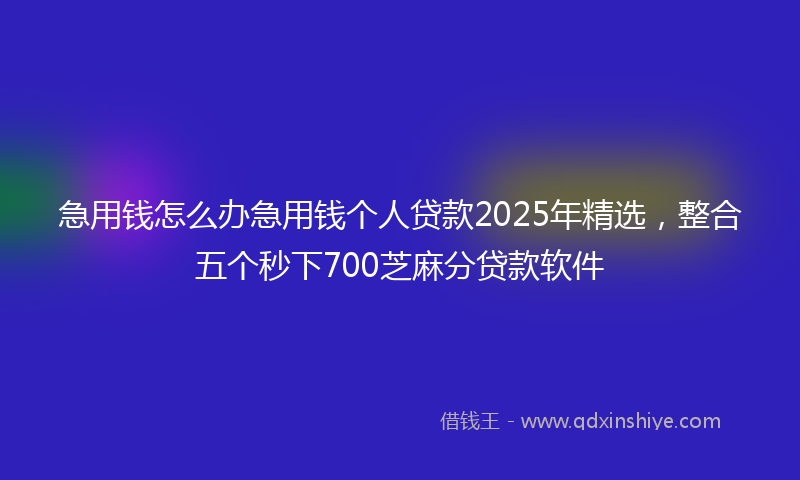 急用钱怎么办急用钱个人贷款2025年精选，整合五个秒下700芝麻分贷款软件
