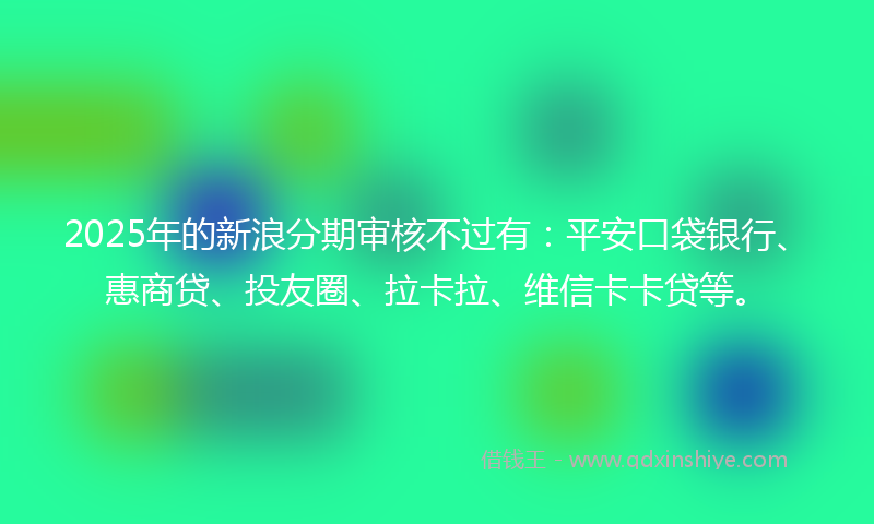 2025年的新浪分期审核不过有：平安口袋银行、惠商贷、投友圈、拉卡拉、维信卡卡贷等。