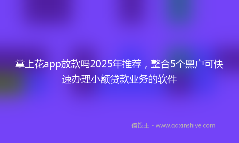 掌上花app放款吗2025年推荐，整合5个黑户可快速办理小额贷款业务的软件