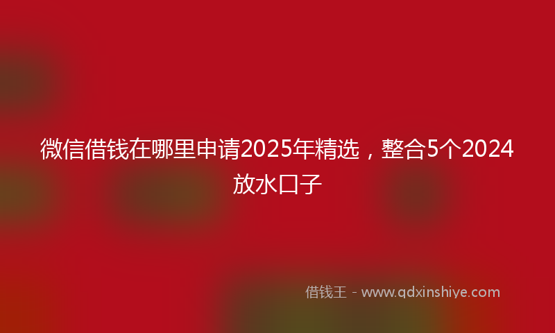 微信借钱在哪里申请2025年精选，整合5个2024放水口子