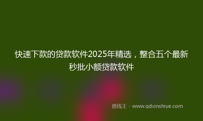 快速下款的贷款软件2025年精选，整合五个最新秒批小额贷款软件