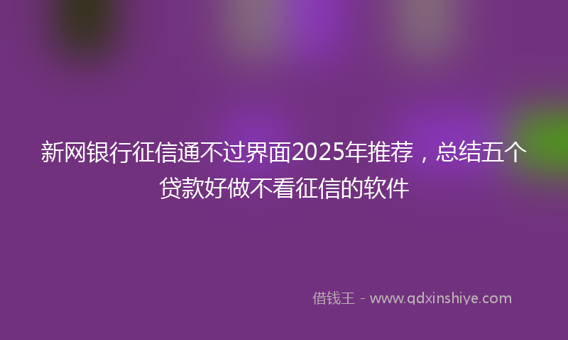 新网银行征信通不过界面2025年推荐，总结五个贷款好做不看征信的软件