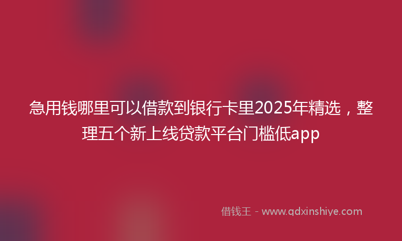 急用钱哪里可以借款到银行卡里2025年精选，整理五个新上线贷款平台门槛低app