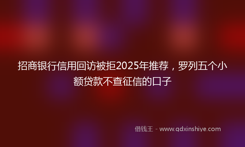 招商银行信用回访被拒2025年推荐，罗列五个小额贷款不查征信的口子