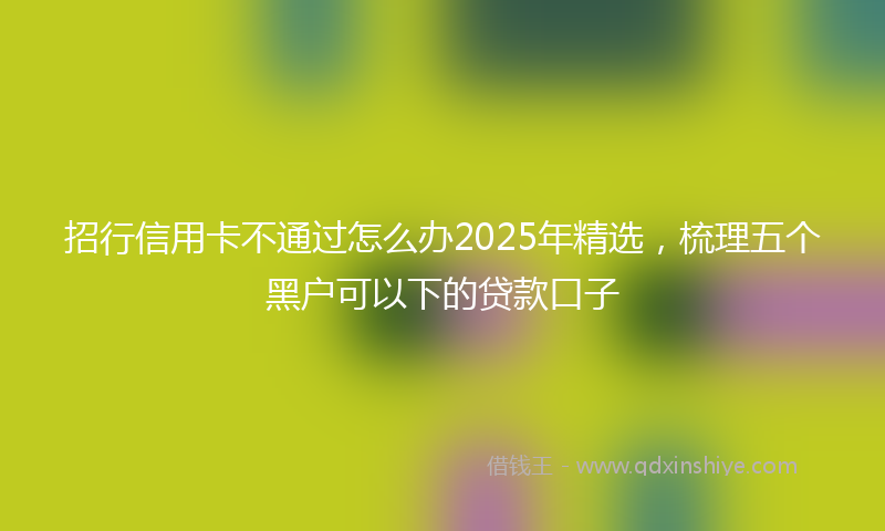 招行信用卡不通过怎么办2025年精选，梳理五个黑户可以下的贷款口子