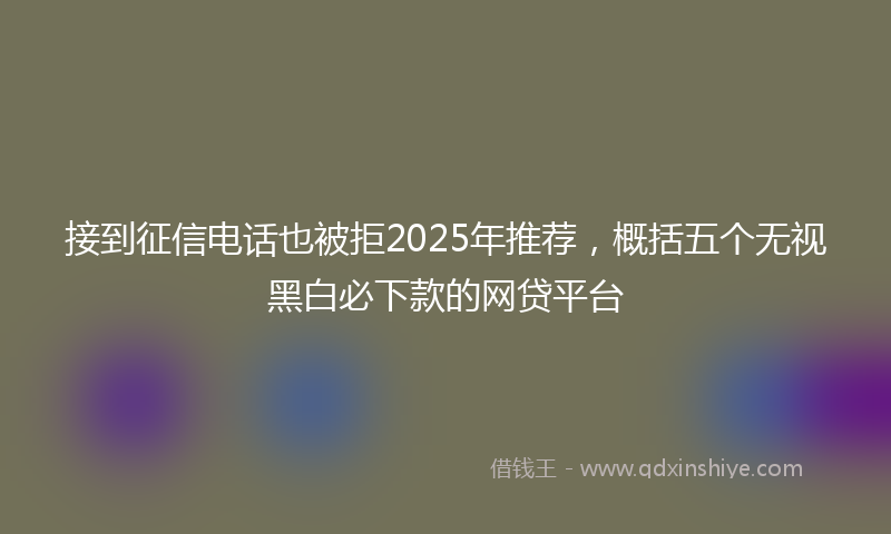 接到征信电话也被拒2025年推荐，概括五个无视黑白必下款的网贷平台