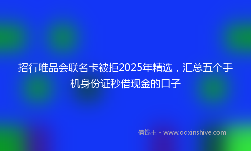 招行唯品会联名卡被拒2025年精选，汇总五个手机身份证秒借现金的口子