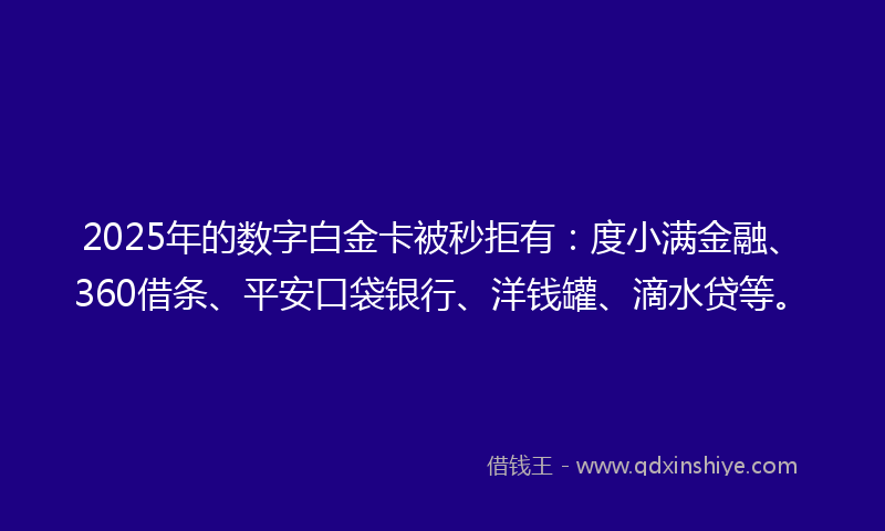 2025年的数字白金卡被秒拒有：度小满金融、360借条、平安口袋银行、洋钱罐、滴水贷等。