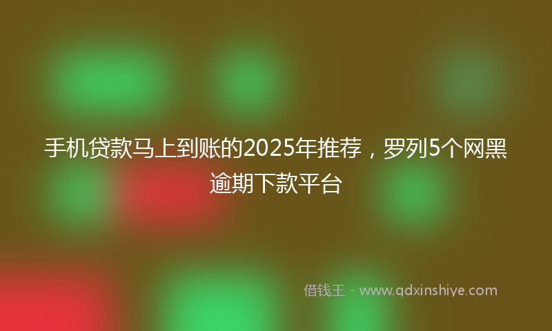 手机贷款马上到账的2025年推荐，罗列5个网黑逾期下款平台