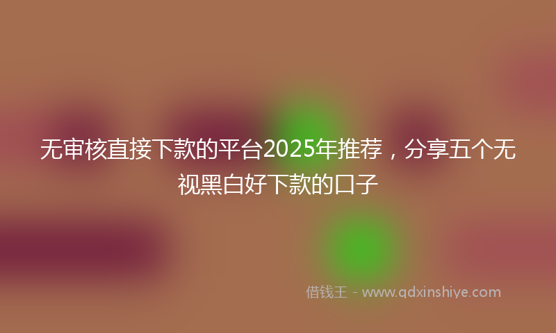 无审核直接下款的平台2025年推荐，分享五个无视黑白好下款的口子