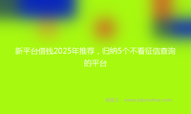 新平台借钱2025年推荐，归纳5个不看征信查询的平台