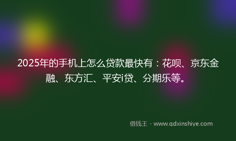 2025年的手机上怎么贷款最快有：花呗、京东金融、东方汇、平安i贷、分期乐等。