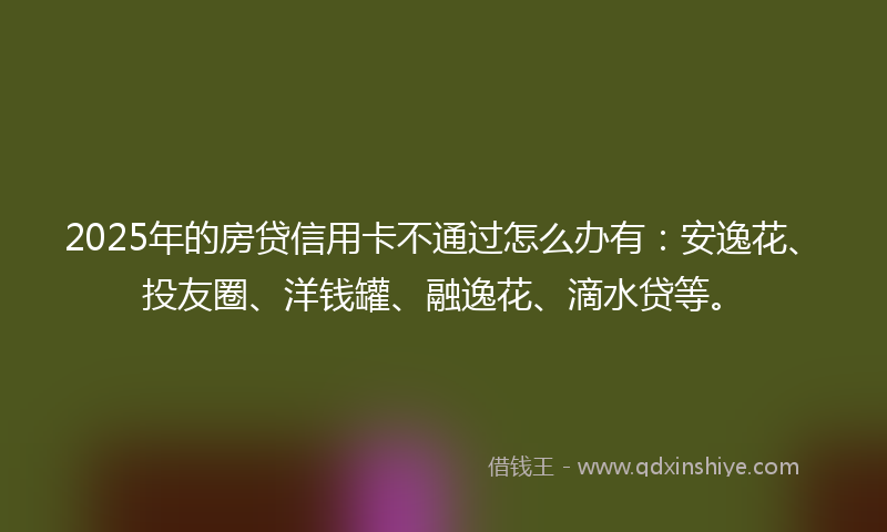 2025年的房贷信用卡不通过怎么办有：安逸花、投友圈、洋钱罐、融逸花、滴水贷等。