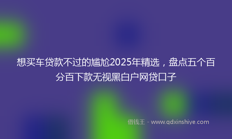 想买车贷款不过的尴尬2025年精选，盘点五个百分百下款无视黑白户网贷口子