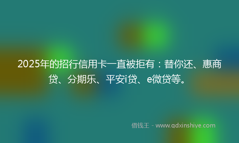 2025年的招行信用卡一直被拒有：替你还、惠商贷、分期乐、平安i贷、e微贷等。
