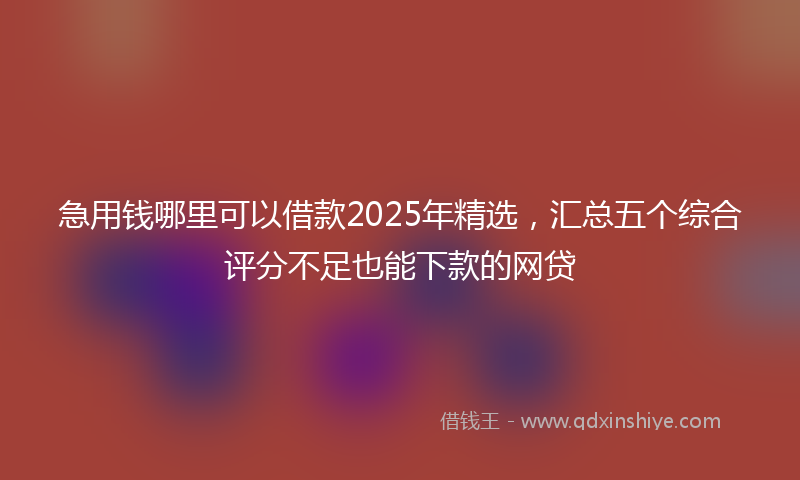 急用钱哪里可以借款2025年精选，汇总五个综合评分不足也能下款的网贷