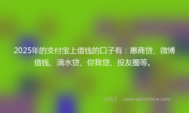 2025年的支付宝上借钱的口子有：惠商贷、微博借钱、滴水贷、你我贷、投友圈等。