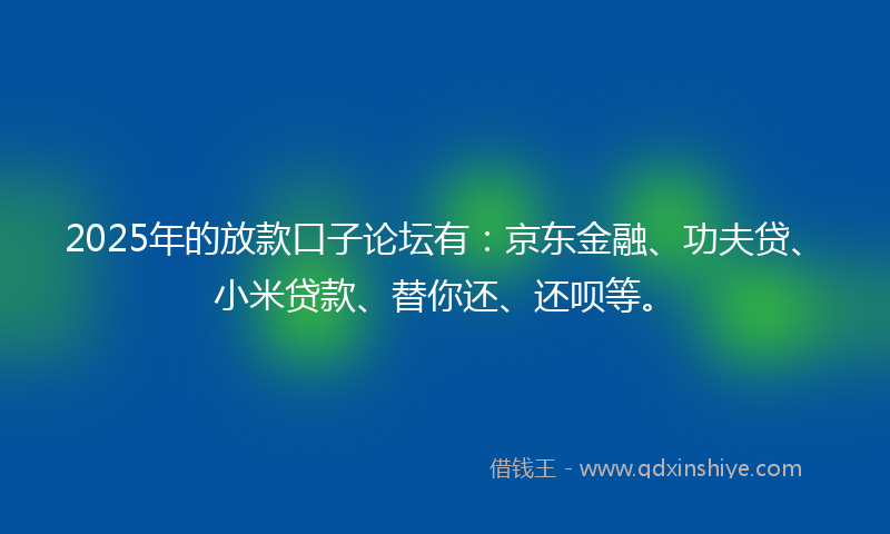 2025年的放款口子论坛有：京东金融、功夫贷、小米贷款、替你还、还呗等。
