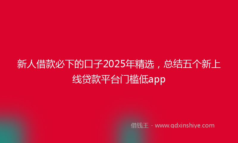 新人借款必下的口子2025年精选，总结五个新上线贷款平台门槛低app