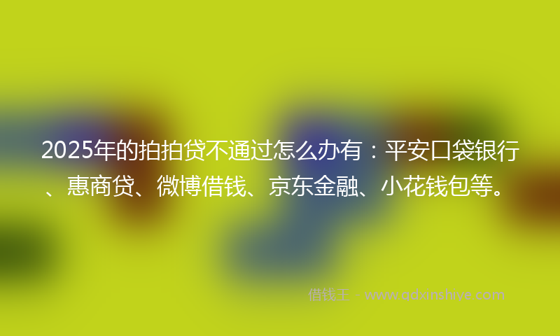 2025年的拍拍贷不通过怎么办有：平安口袋银行、惠商贷、微博借钱、京东金融、小花钱包等。