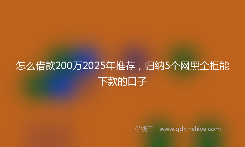 怎么借款200万2025年推荐，归纳5个网黑全拒能下款的口子
