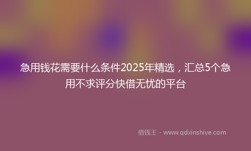急用钱花需要什么条件2025年精选，汇总5个急用不求评分快借无忧的平台