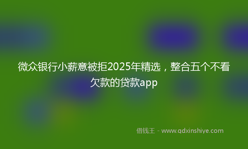 微众银行小薪意被拒2025年精选，整合五个不看欠款的贷款app