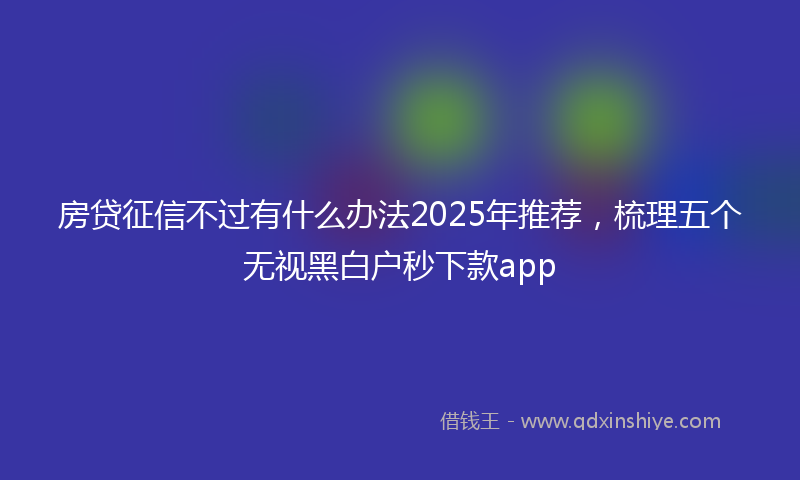 房贷征信不过有什么办法2025年推荐，梳理五个无视黑白户秒下款app