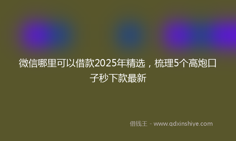 微信哪里可以借款2025年精选，梳理5个高炮口子秒下款最新
