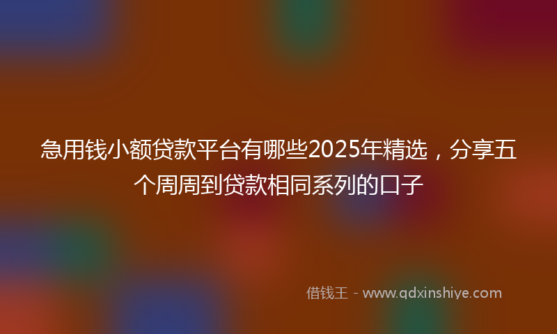 急用钱小额贷款平台有哪些2025年精选，分享五个周周到贷款相同系列的口子