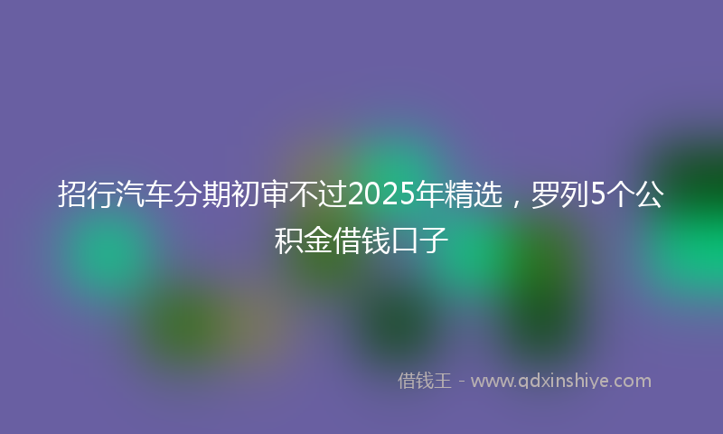 招行汽车分期初审不过2025年精选，罗列5个公积金借钱口子