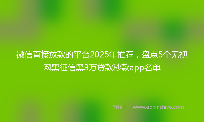 微信直接放款的平台2025年推荐，盘点5个无视网黑征信黑3万贷款秒款app名单