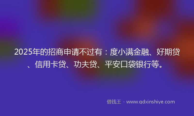 2025年的招商申请不过有：度小满金融、好期贷、信用卡贷、功夫贷、平安口袋银行等。