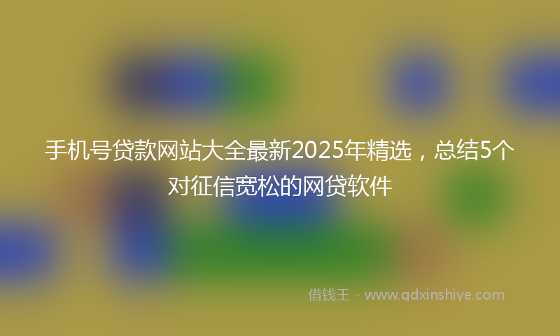 手机号贷款网站大全最新2025年精选，总结5个对征信宽松的网贷软件