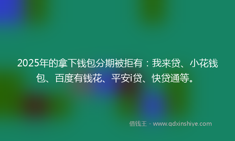 2025年的拿下钱包分期被拒有：我来贷、小花钱包、百度有钱花、平安i贷、快贷通等。