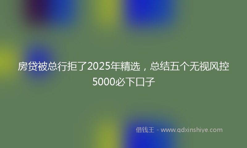 房贷被总行拒了2025年精选，总结五个无视风控5000必下口子