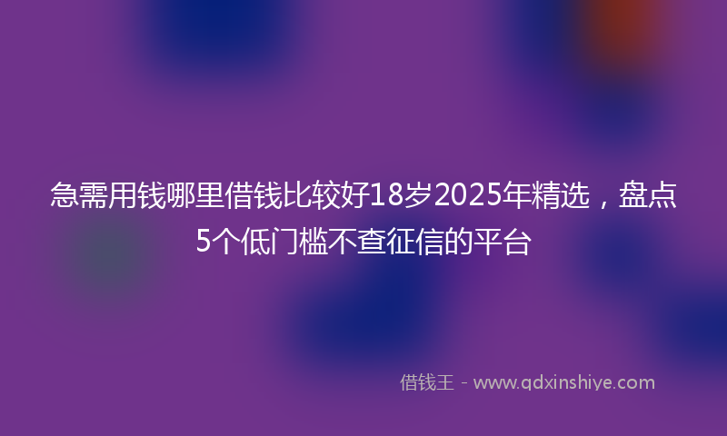 急需用钱哪里借钱比较好18岁2025年精选，盘点5个低门槛不查征信的平台