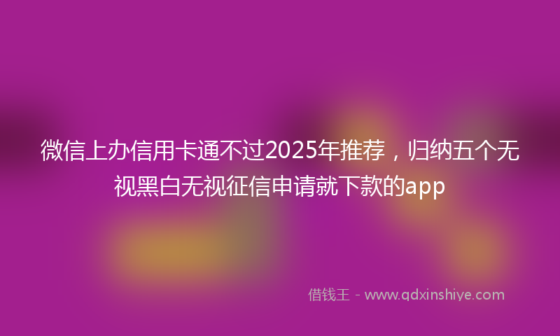 微信上办信用卡通不过2025年推荐，归纳五个无视黑白无视征信申请就下款的app