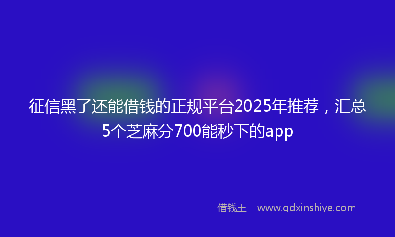 征信黑了还能借钱的正规平台2025年推荐，汇总5个芝麻分700能秒下的app