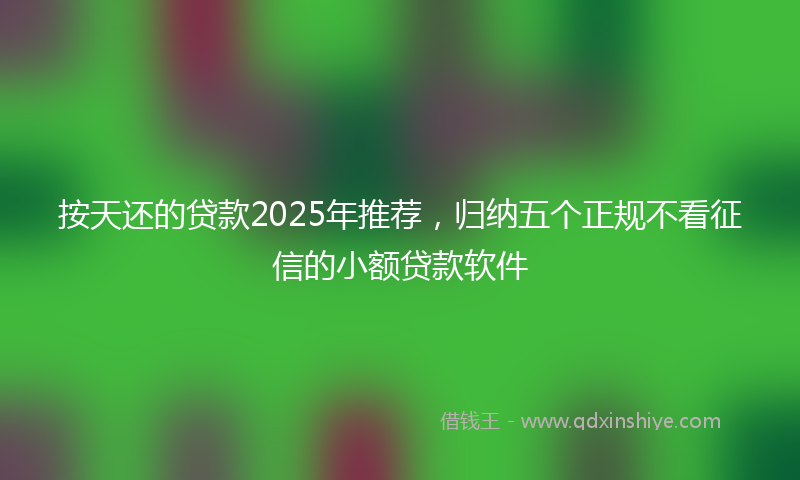 按天还的贷款2025年推荐，归纳五个正规不看征信的小额贷款软件