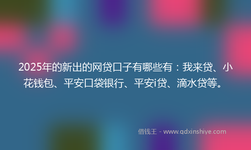 2025年的新出的网贷口子有哪些有：我来贷、小花钱包、平安口袋银行、平安i贷、滴水贷等。