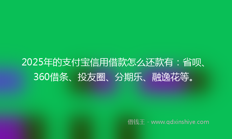 2025年的支付宝信用借款怎么还款有：省呗、360借条、投友圈、分期乐、融逸花等。